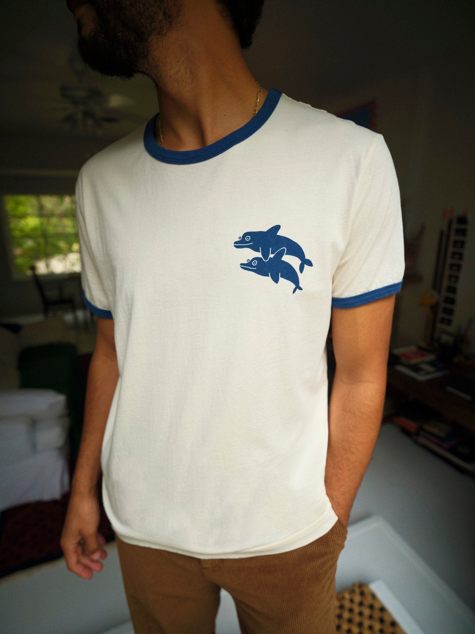 Dolphins Ringer Tee - S - Mollusk Surf Shop