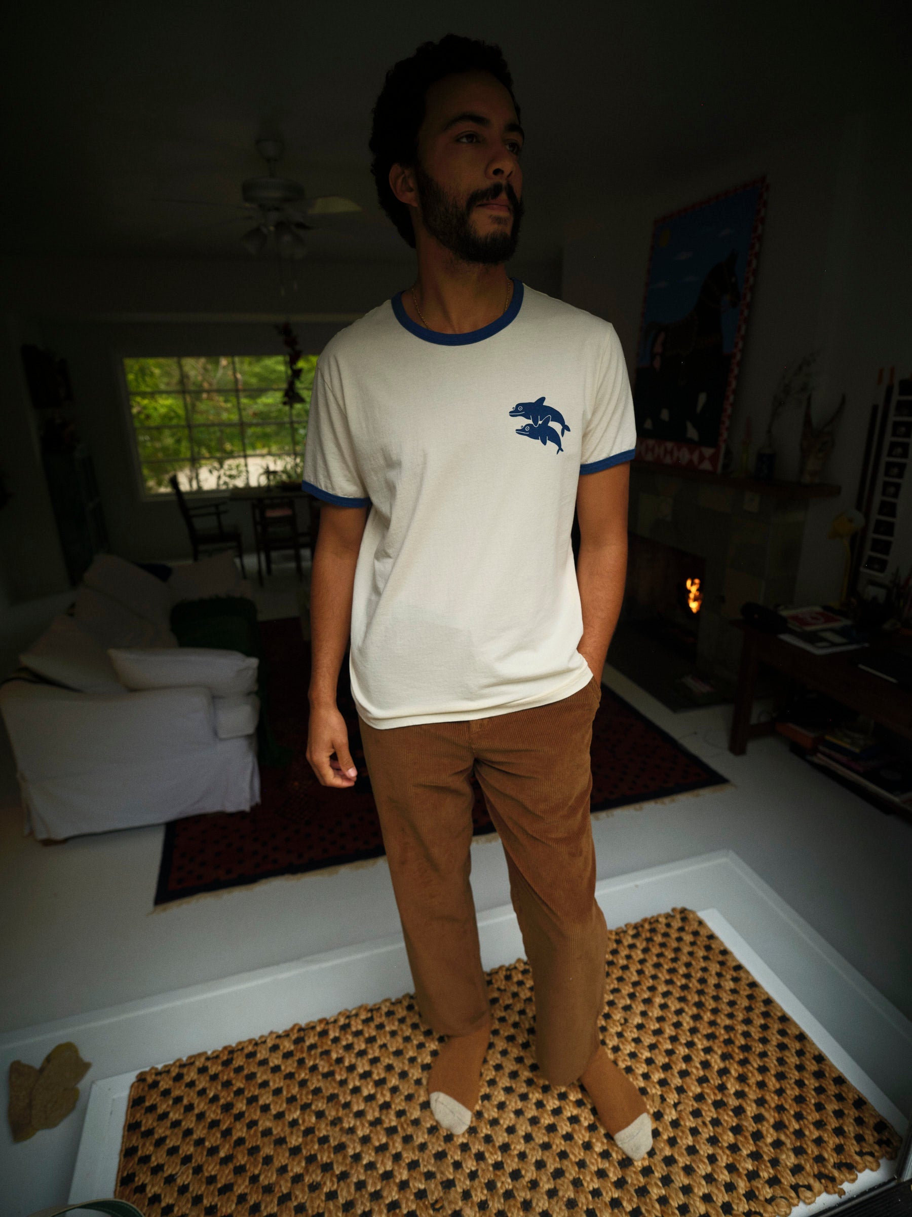 Dolphins Ringer Tee - S - Mollusk Surf Shop