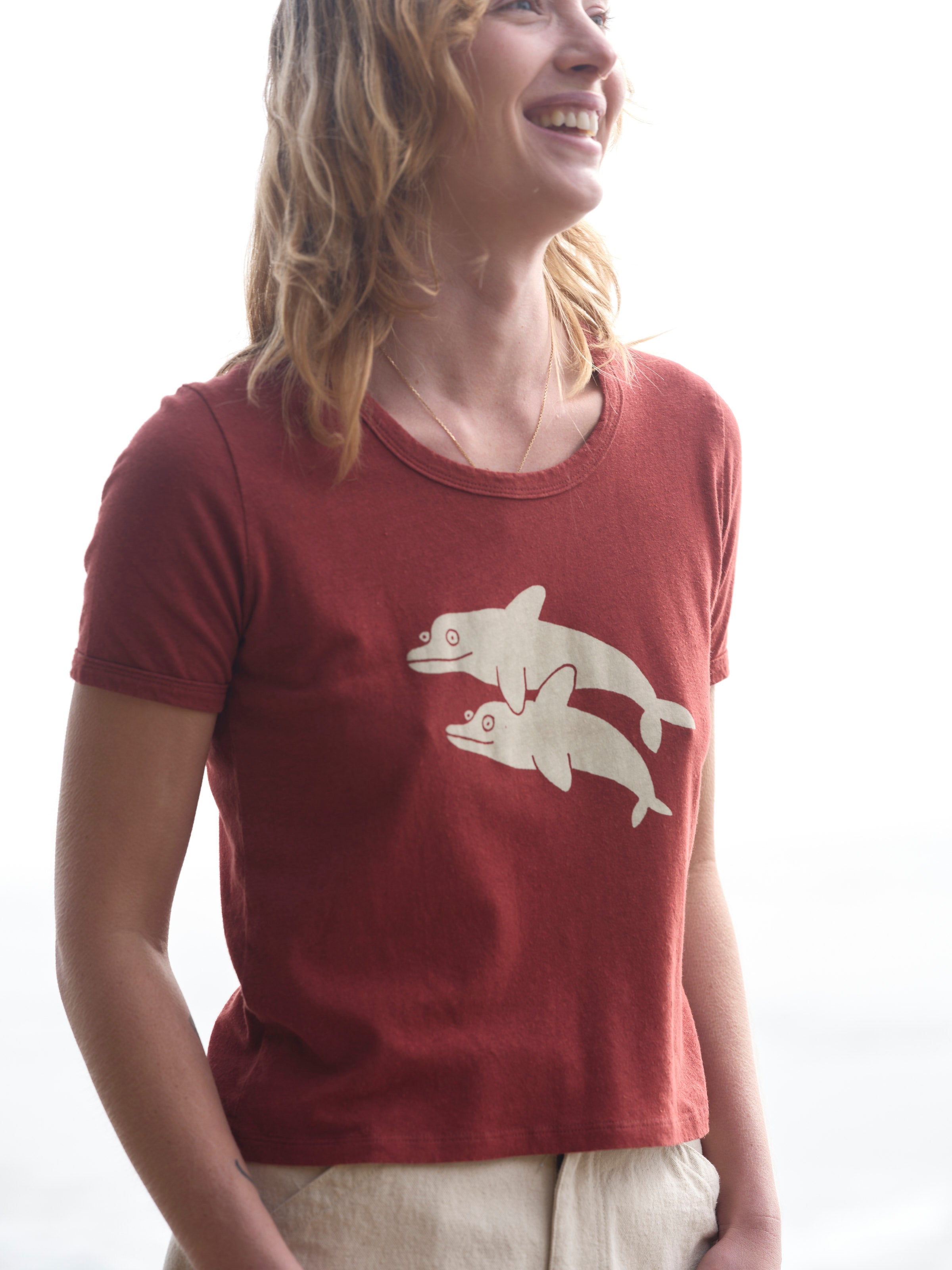 Dolphins Ringer Tee - XS - Mollusk Surf Shop