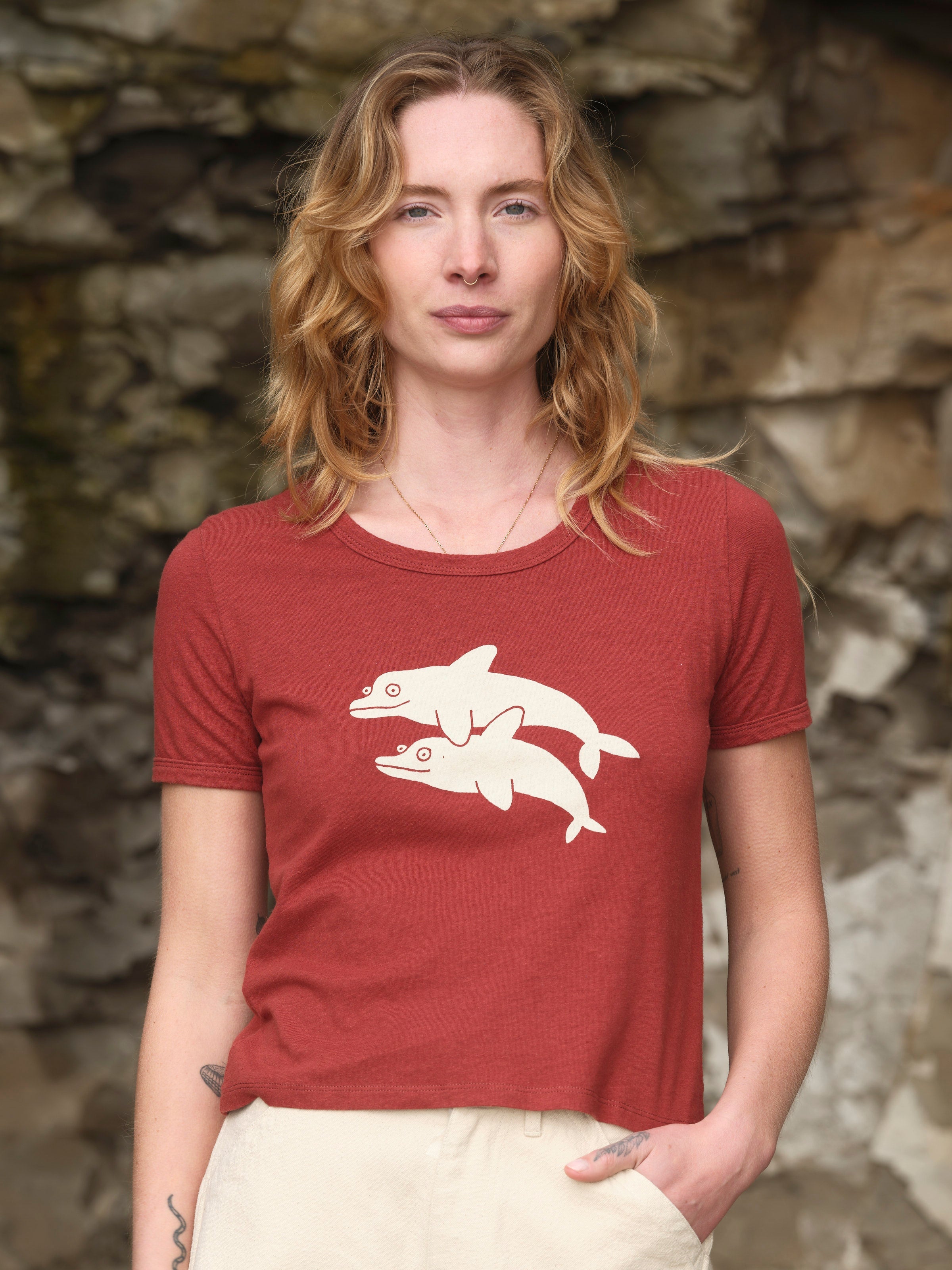Dolphins Ringer Tee - XS - Mollusk Surf Shop