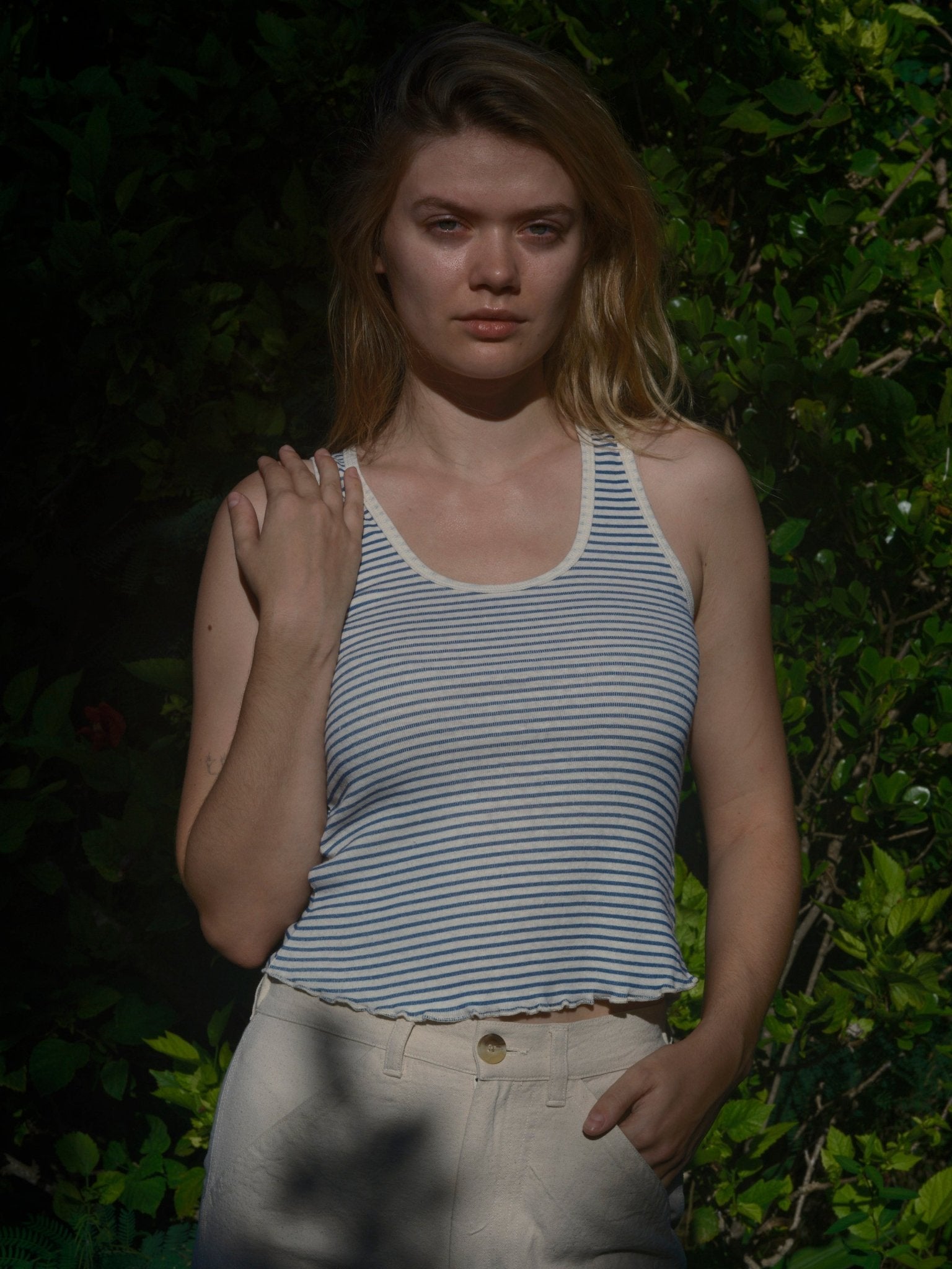 Hemp Tank - Natural Black Stripe - Mollusk Surf Shop