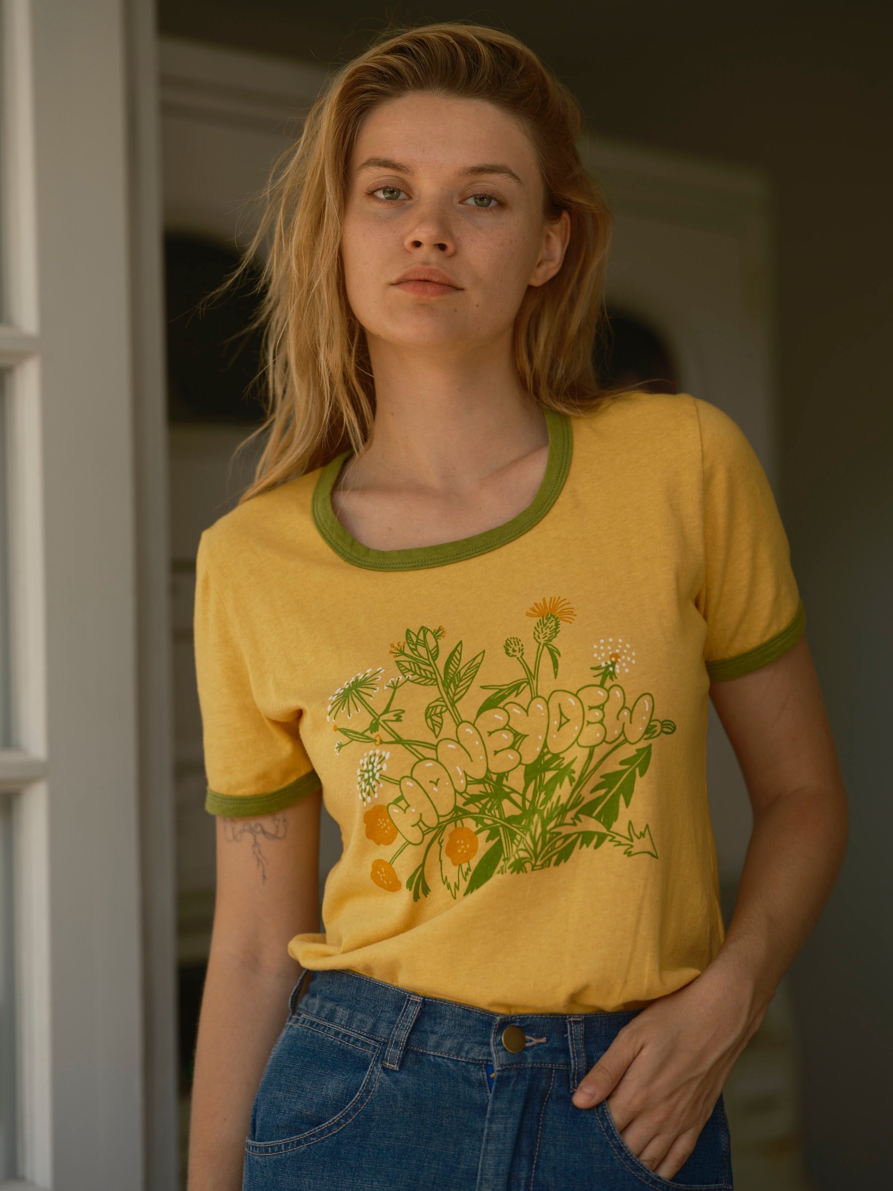 Honeydew Ringer Tee - XS - Mollusk Surf Shop - description