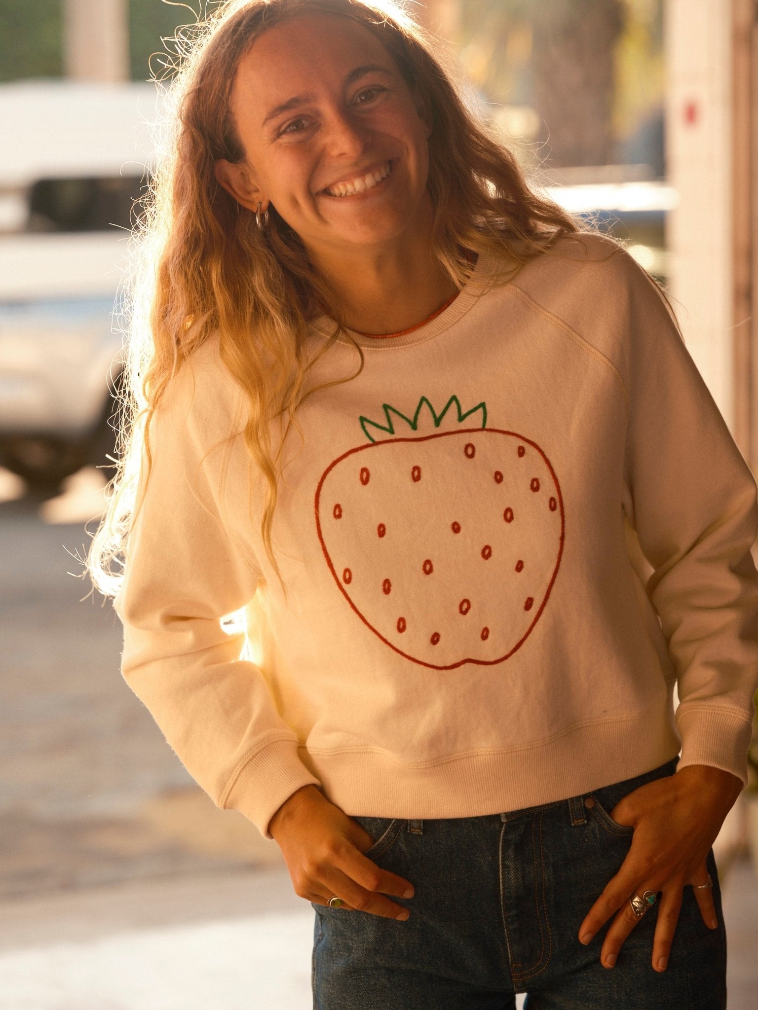 Strawberry Sweatshirt - XS - Mollusk Surf Shop - description