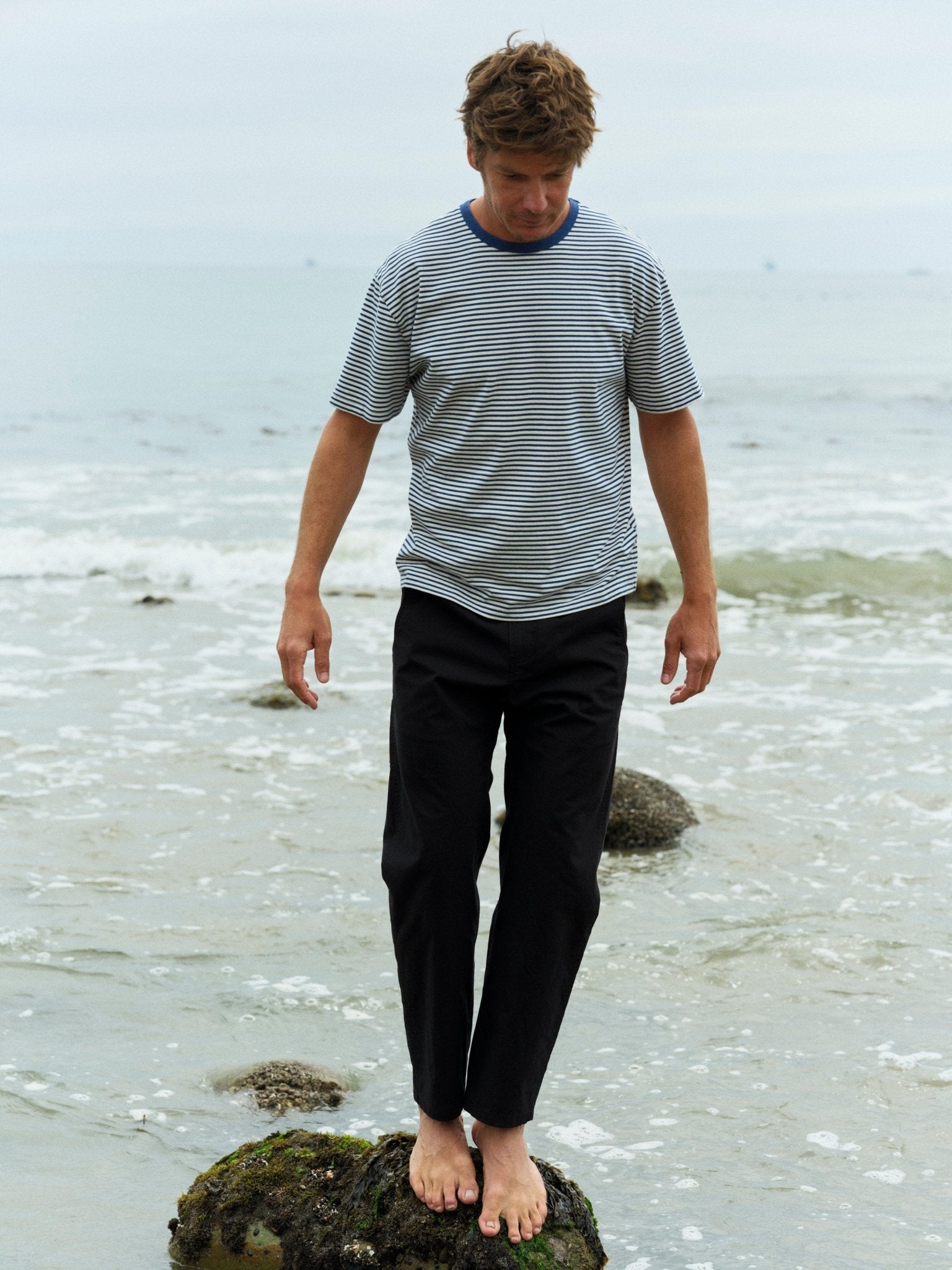 Striped Heavy Tee - Natural Green - Mollusk Surf Shop