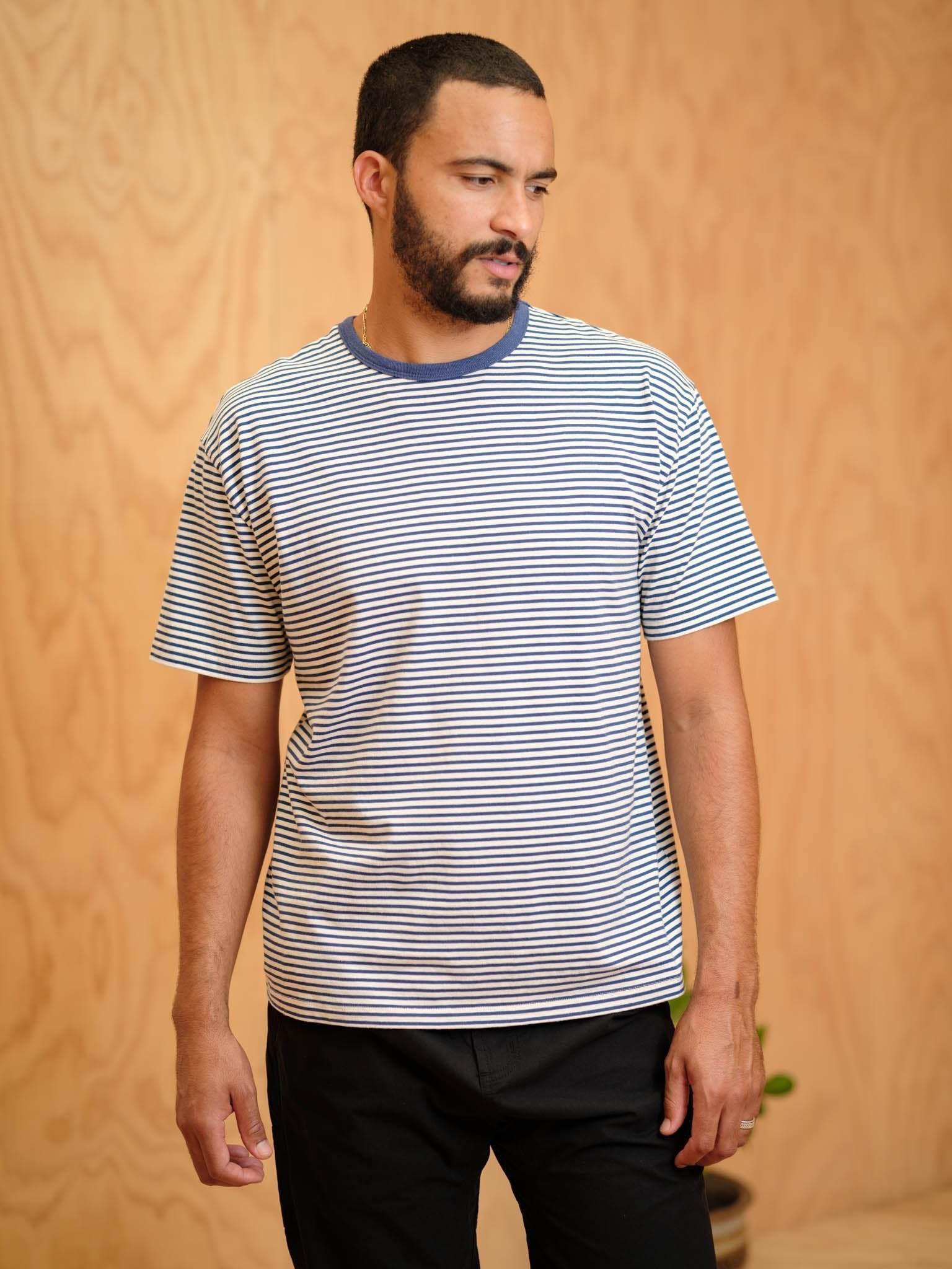 Striped Heavy Tee - S - Mollusk Surf Shop - description