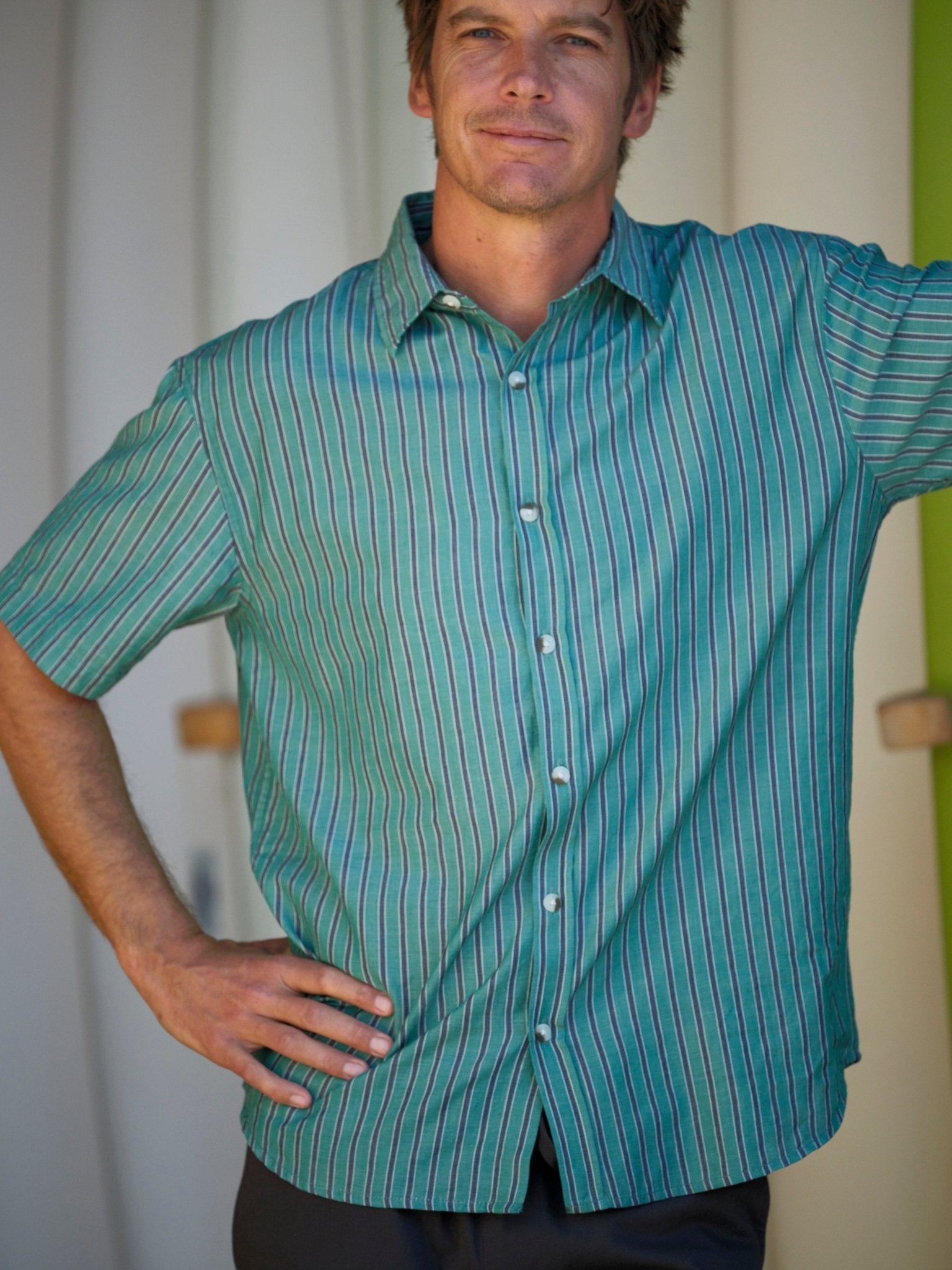 Summer Shirt - Tan and Red Stripe - Mollusk Surf Shop