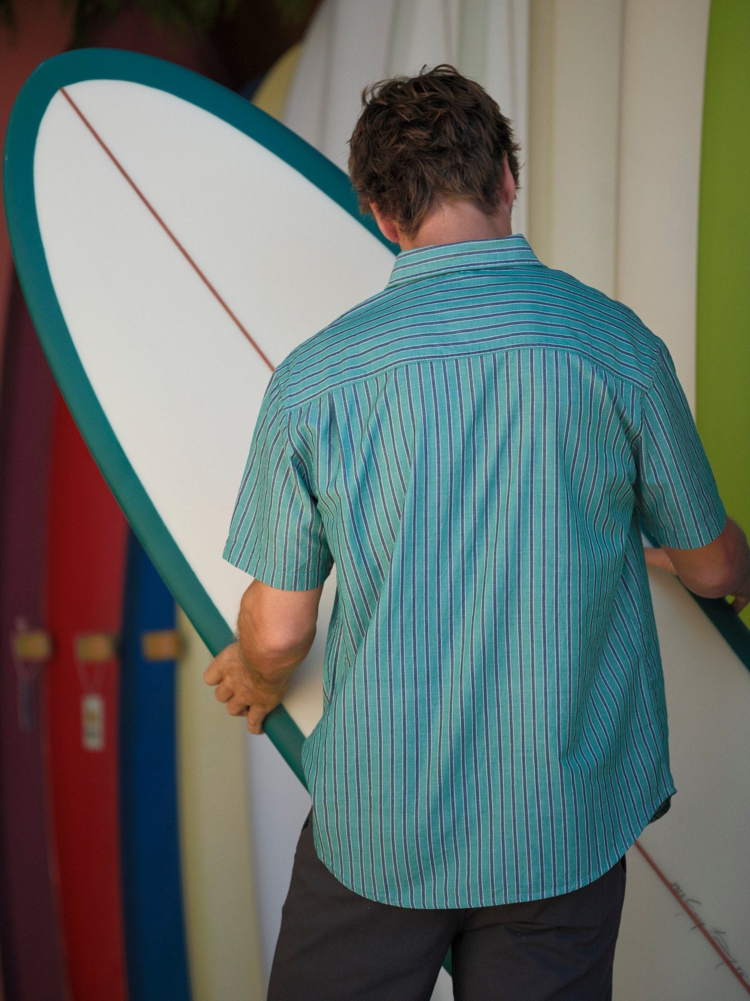 Summer Shirt - Tan and Red Stripe - Mollusk Surf Shop