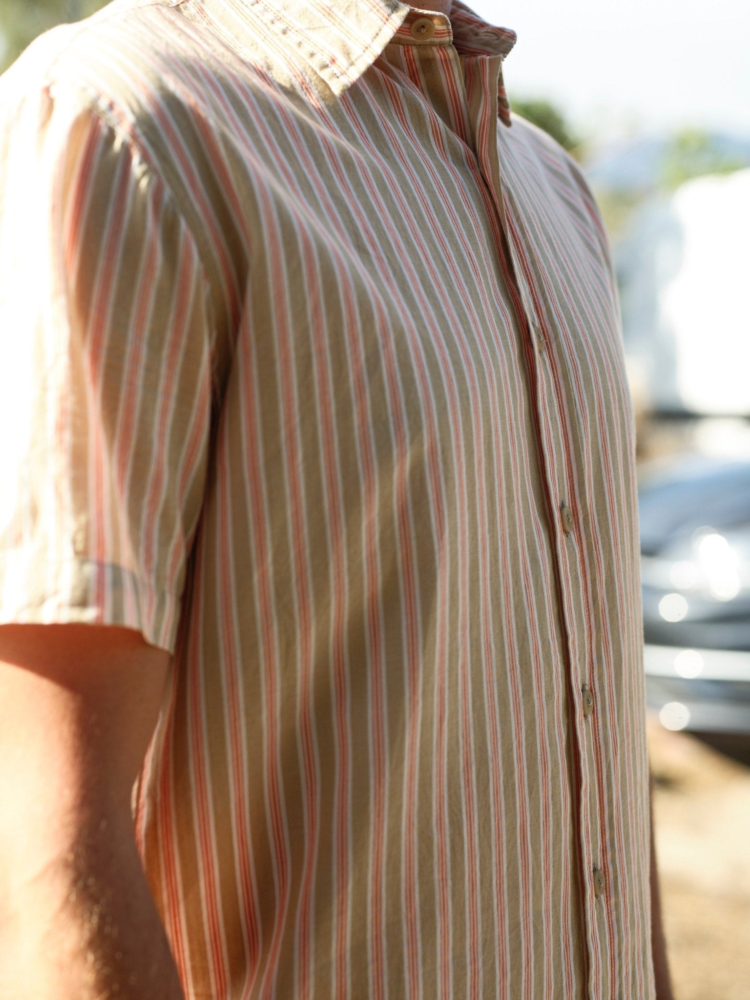 Summer Shirt - Tan and Red Stripe - Mollusk Surf Shop