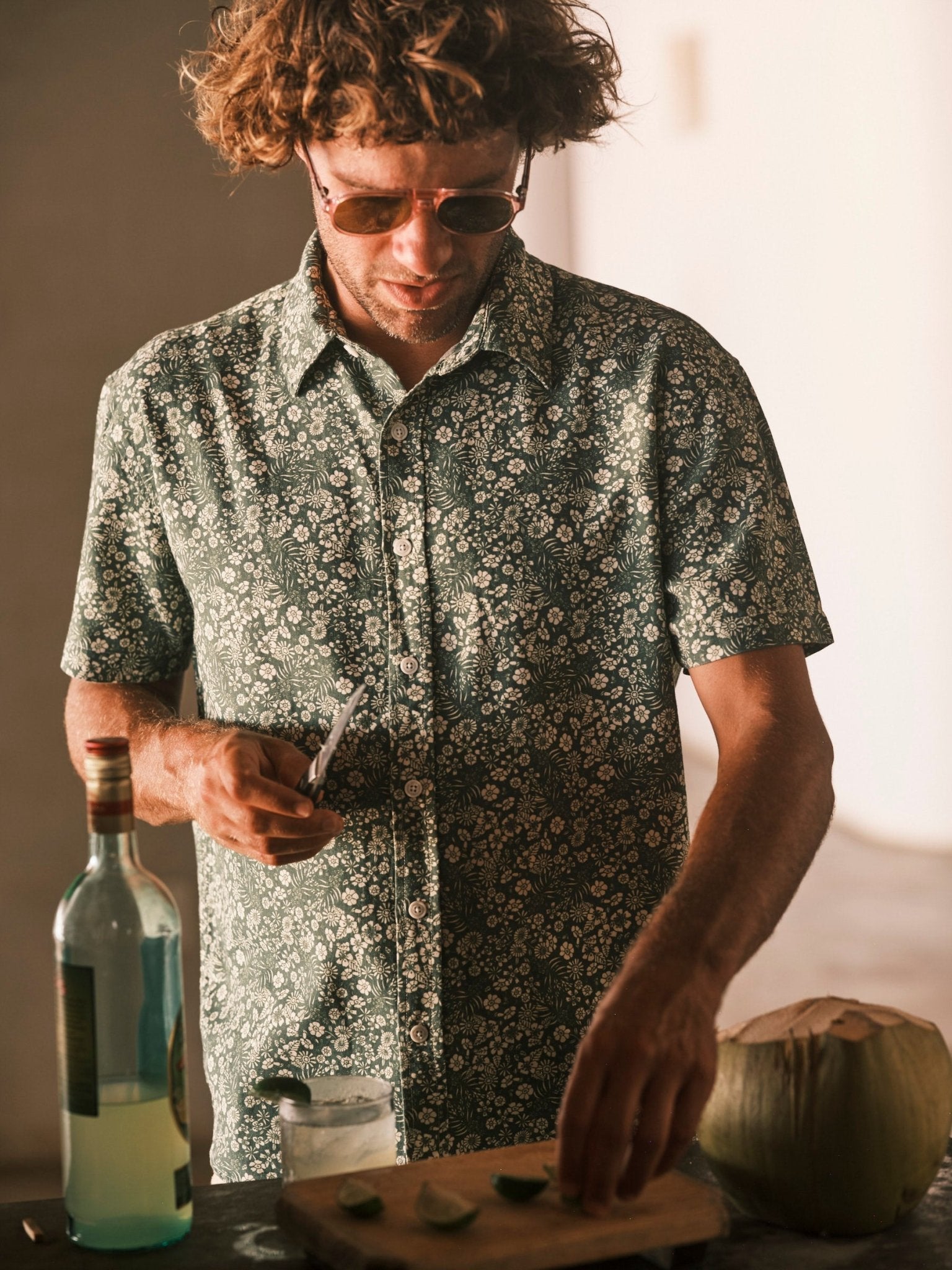 Summer Shirt - Tan and Red Stripe - Mollusk Surf Shop