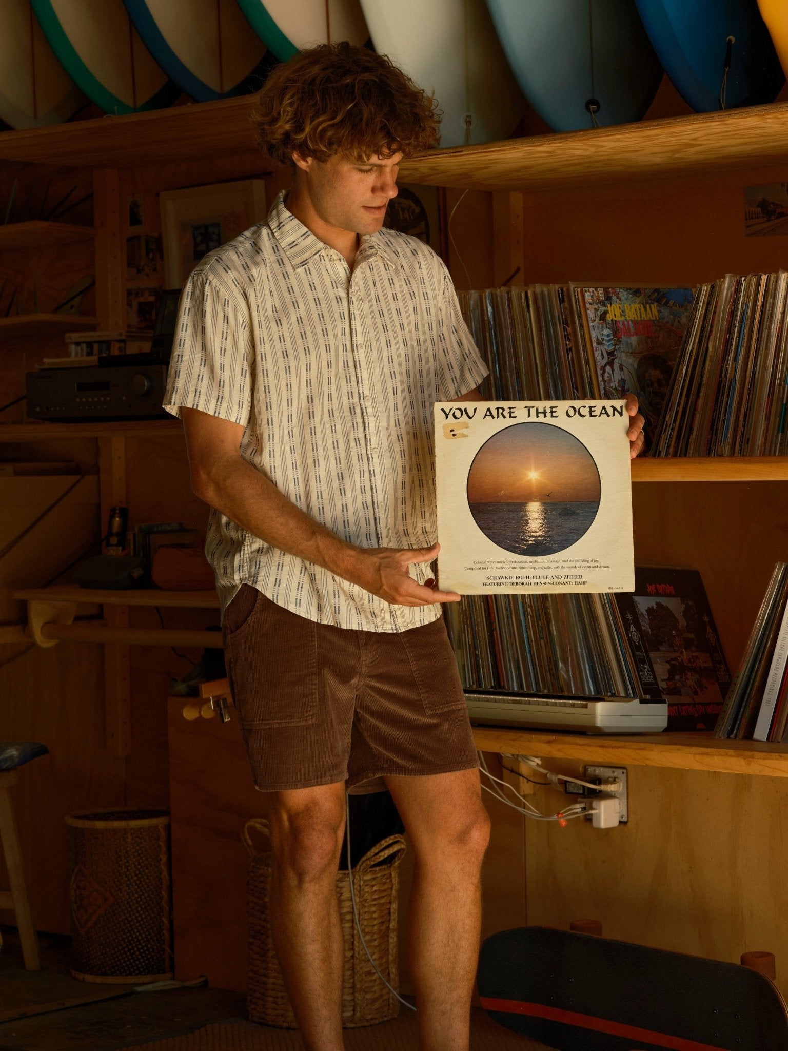 Summer Shirt - Tan and Red Stripe - Mollusk Surf Shop