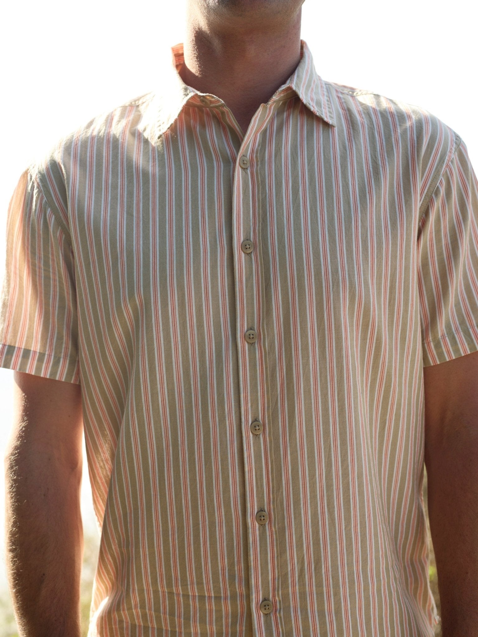 Summer Shirt - Tan and Red Stripe - Mollusk Surf Shop