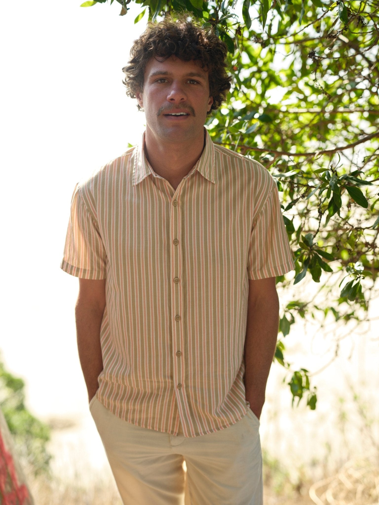 Summer Shirt - Tan and Red Stripe - Mollusk Surf Shop