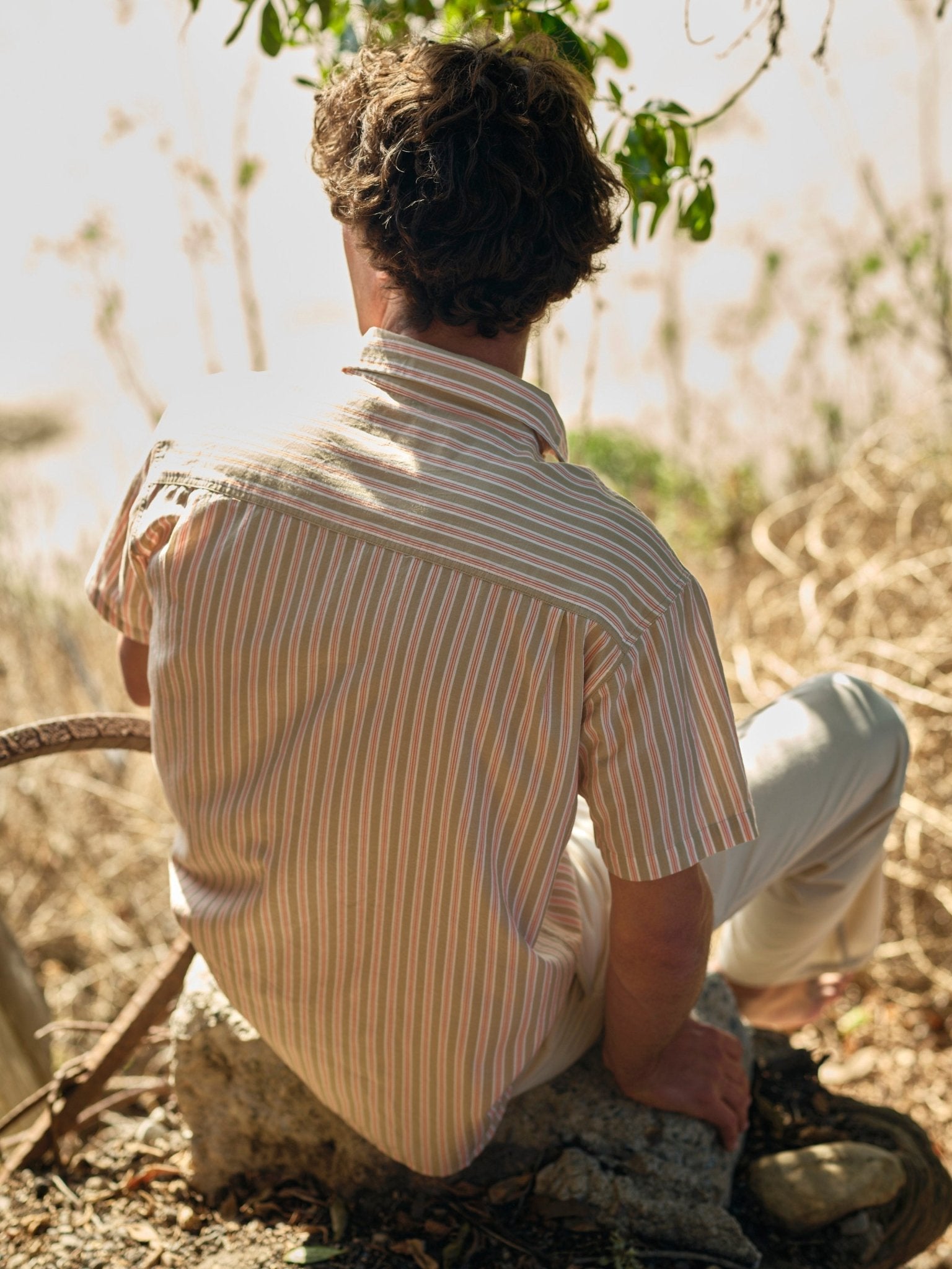 Summer Shirt - Tan and Red Stripe - Mollusk Surf Shop