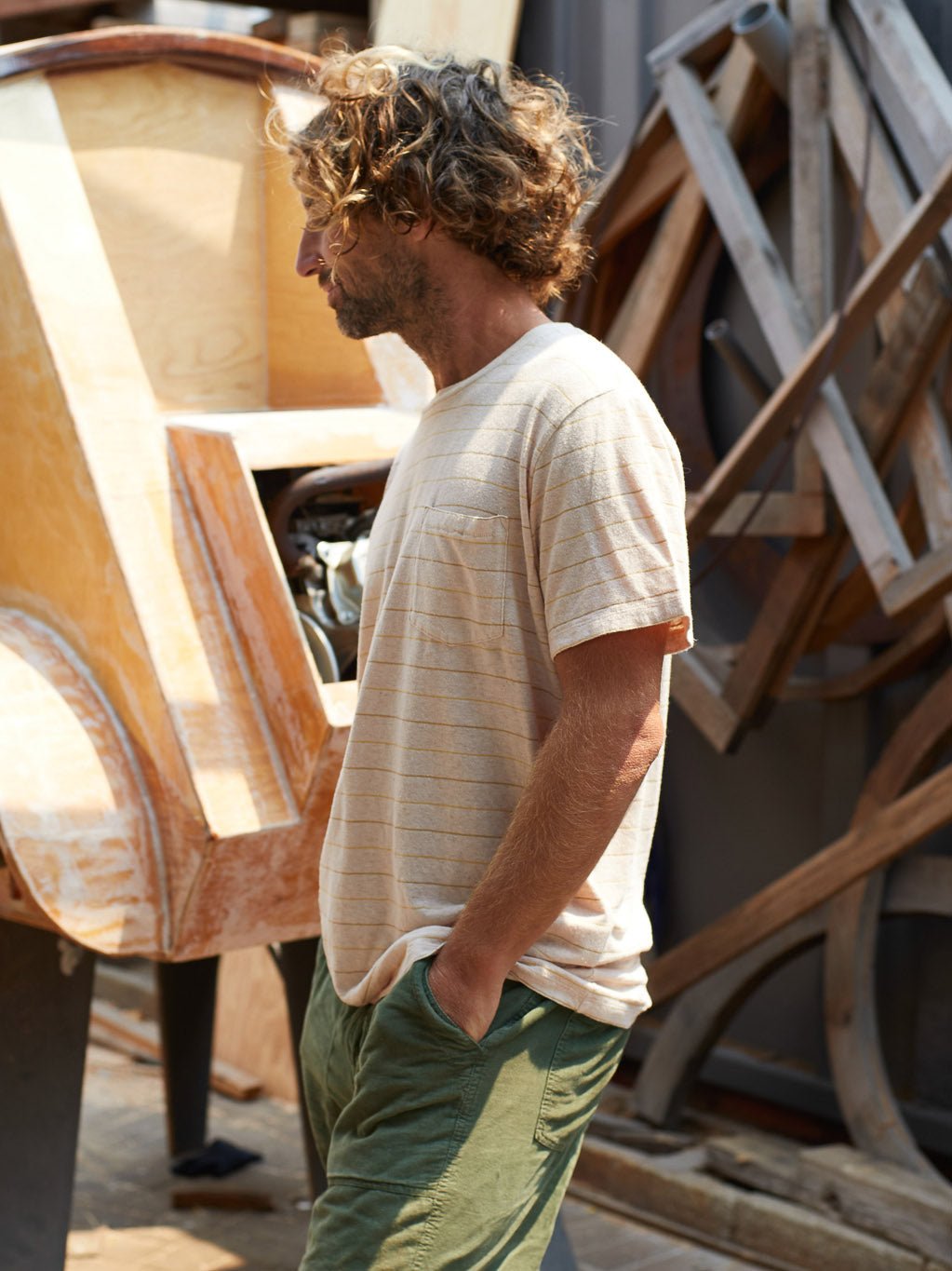 Hemp Stripe Tee - S - Mollusk Surf Shop