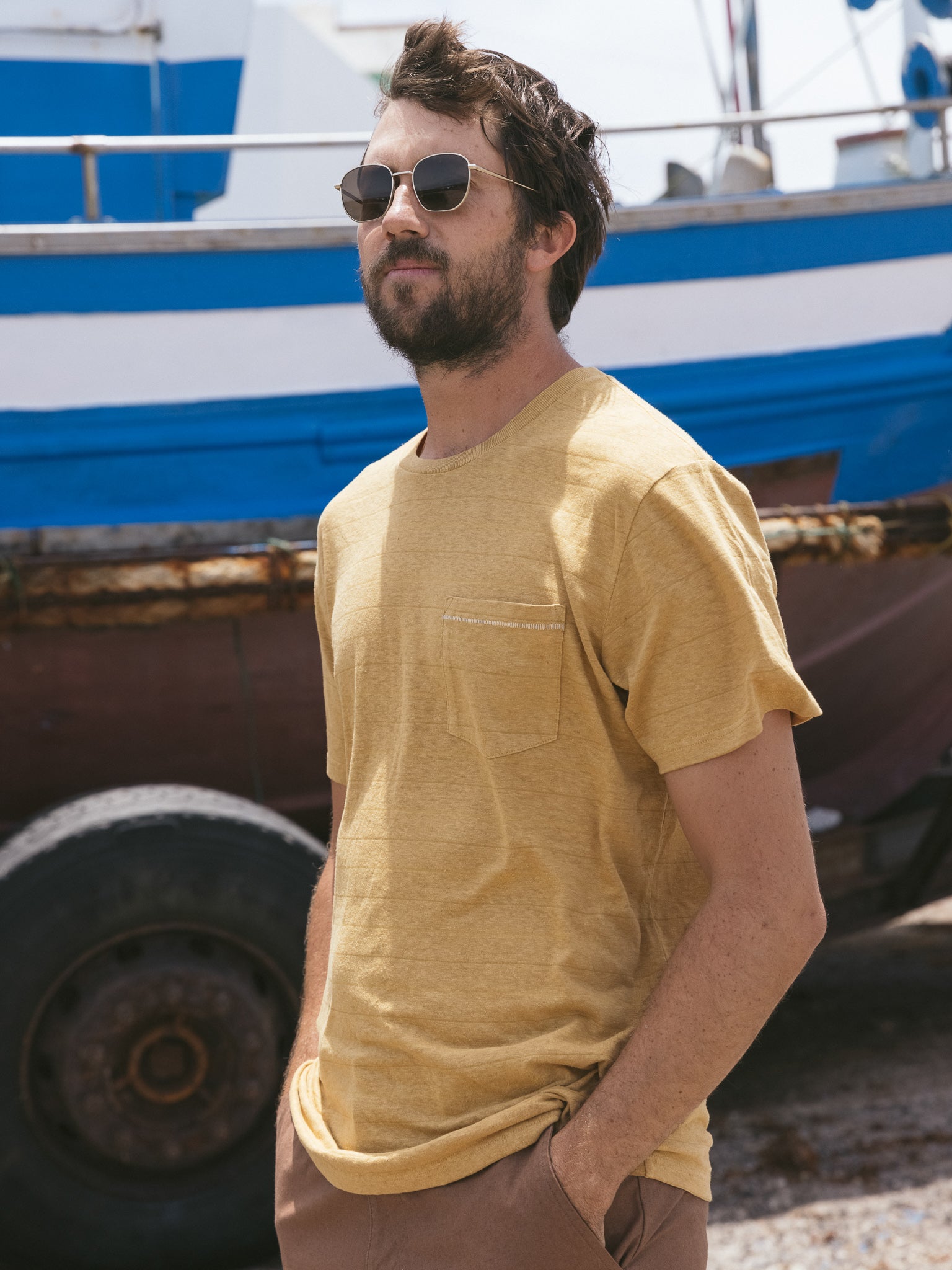 Hemp Stripe Tee - S - Mollusk Surf Shop